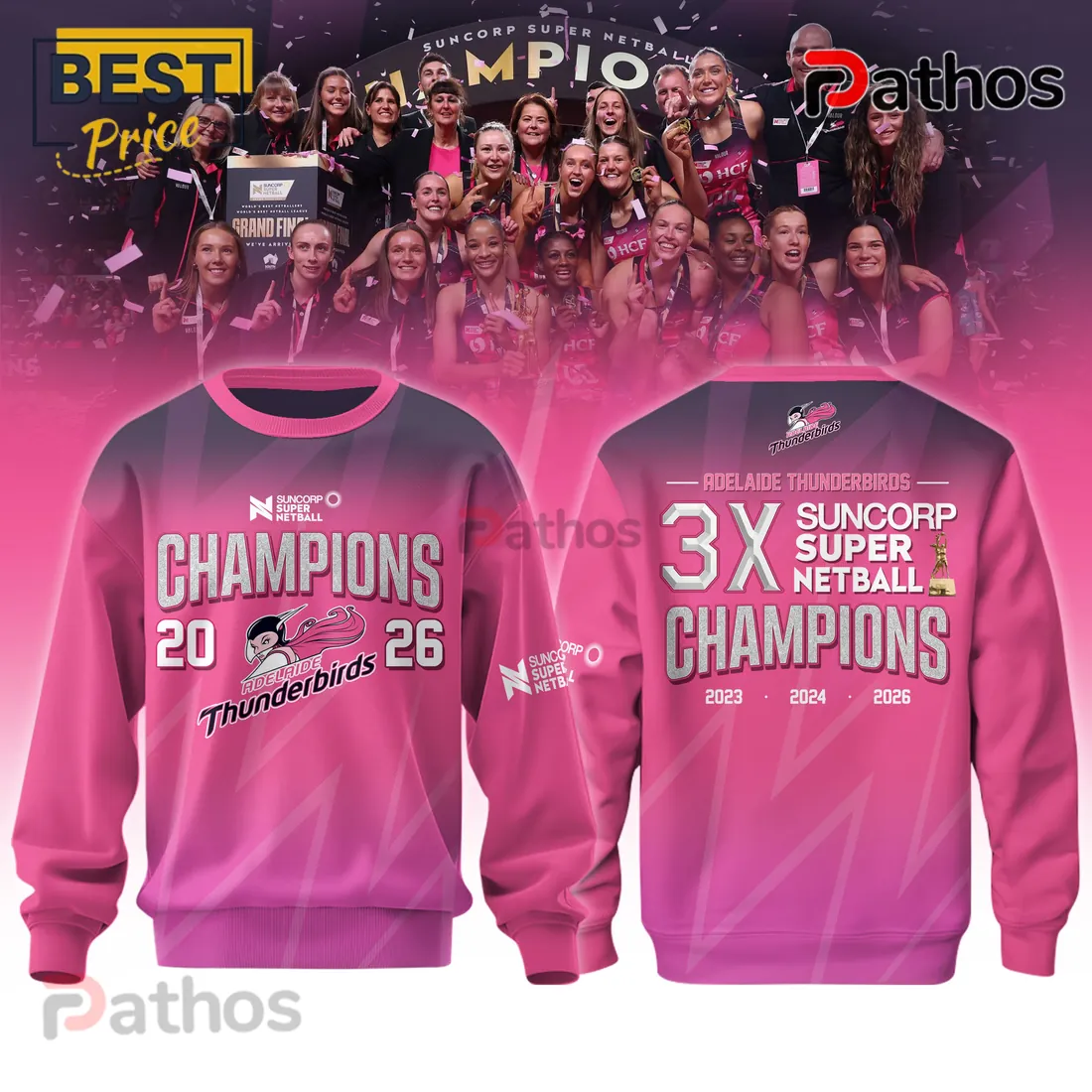 Adelaide Thunderbirds Suncorp Super Netball Pink T-Shirt Adelaide Thunderbirds Suncorp Super Netball Pink T-Shirt