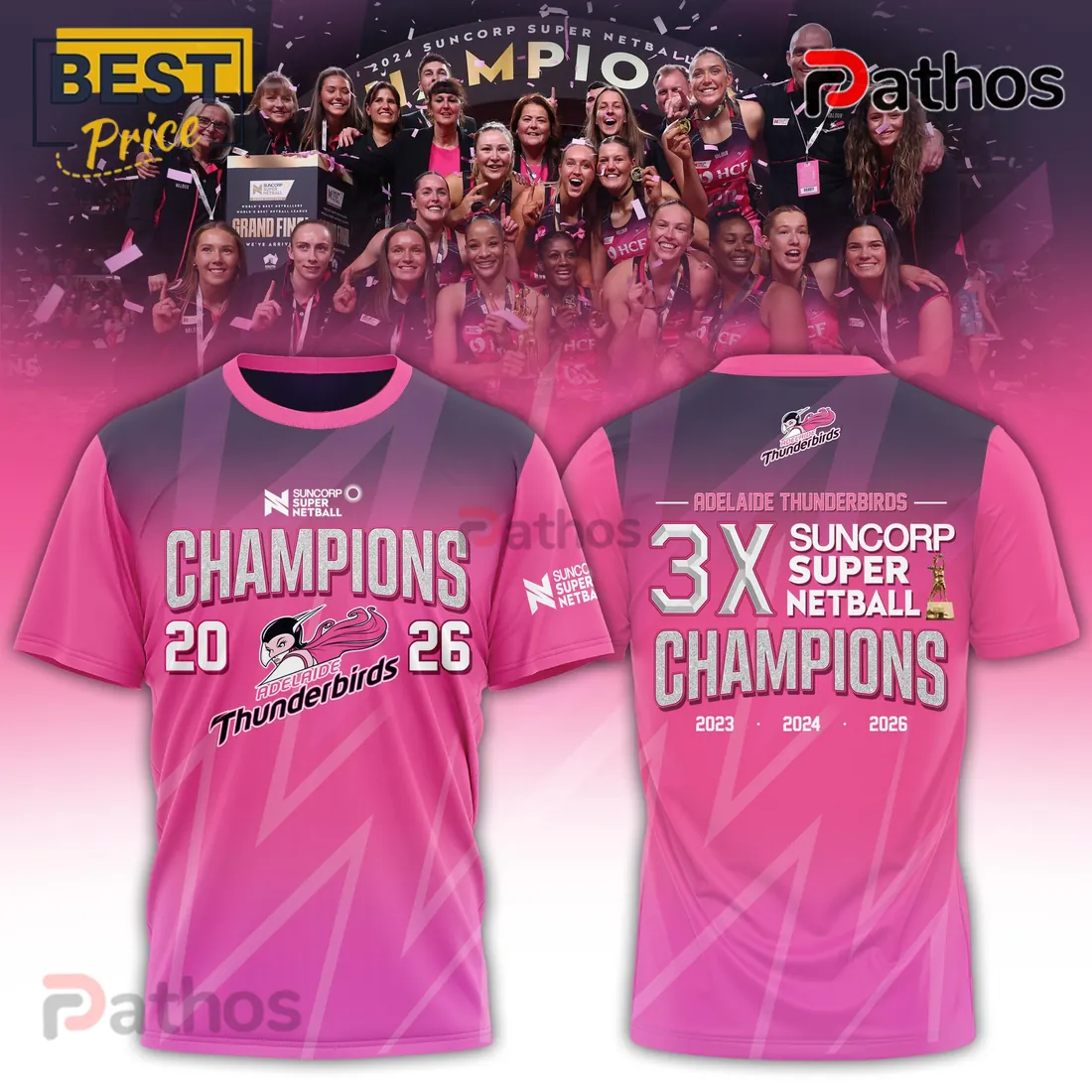 Adelaide Thunderbirds Suncorp Super Netball Pink T-Shirt Adelaide Thunderbirds Suncorp Super Netball Pink T-Shirt