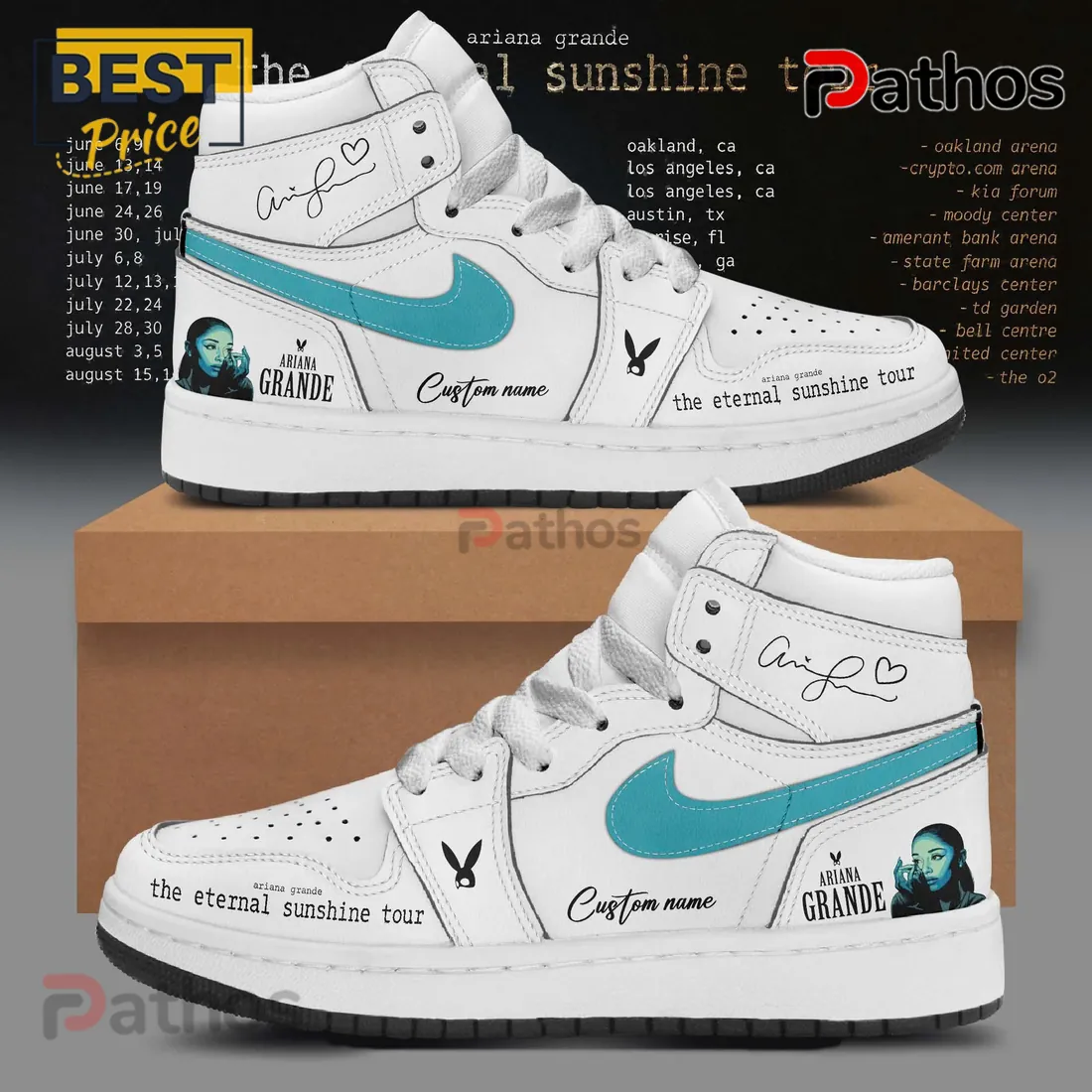 Ariana Grande Eternal Sunshine Tour Custom Air Jordan 1 Sneakers Ariana Grande Eternal Sunshine Tour Custom Air Jordan 1 Sneakers