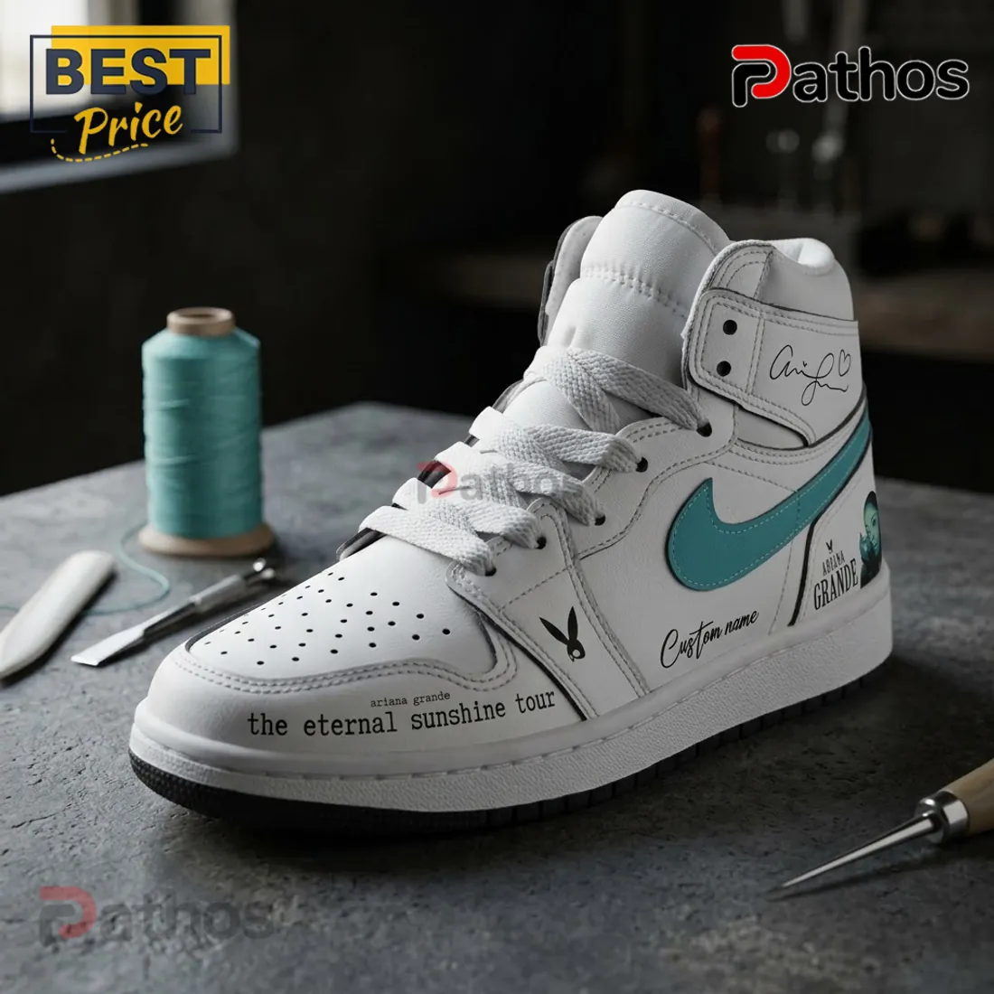 Ariana Grande Eternal Sunshine Tour Custom Air Jordan 1 Sneakers Ariana Grande Eternal Sunshine Tour Custom Air Jordan 1 Sneakers