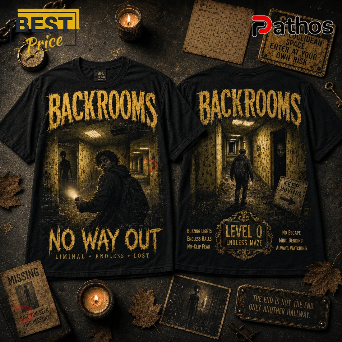 Backrooms Level 0 Endless Maze Horror T-Shirt Backrooms Level 0 Endless Maze Horror T-Shirt