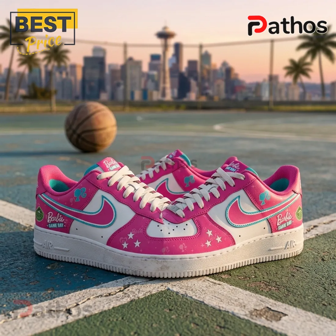 Barbie x Seattle Storm Air Force 1 Custom Sneakers Barbie x Seattle Storm Air Force 1 Custom Sneakers