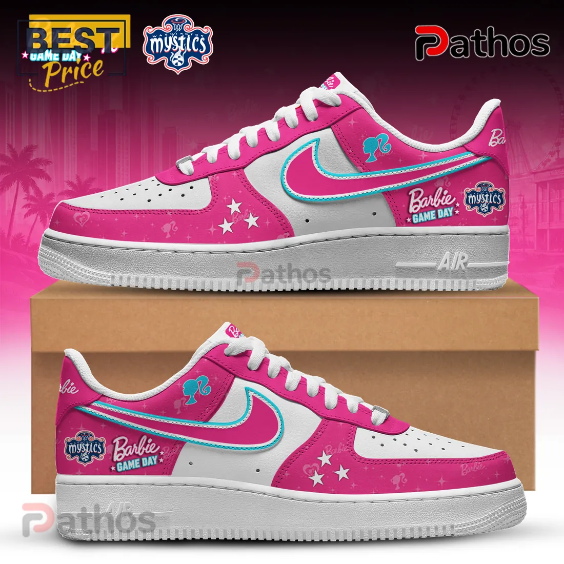 Barbie x Washington Mystics Pink Nike Air Force 1 Sneakers Barbie x Washington Mystics Pink Nike Air Force 1 Sneakers
