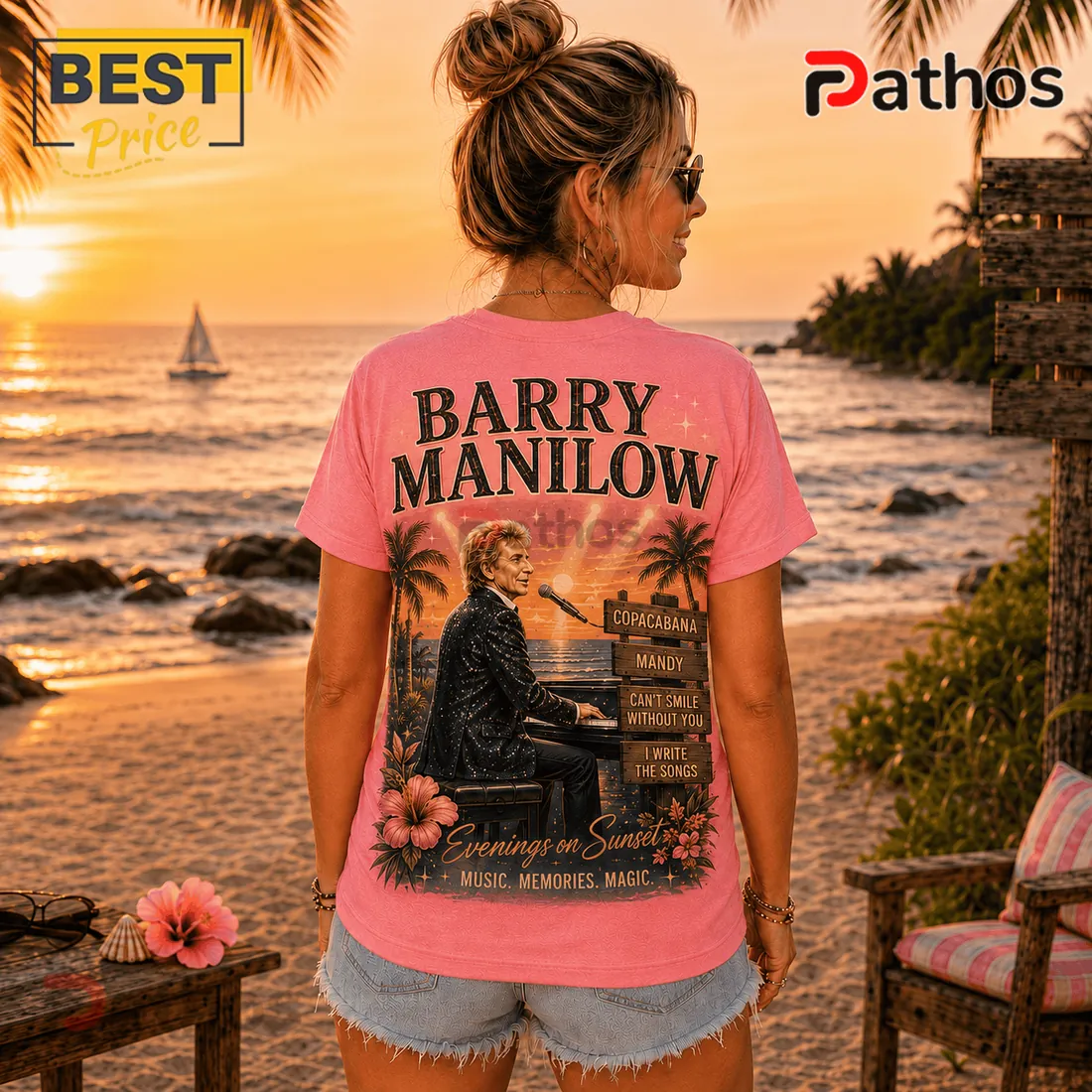 Barry Manilow Music Memorabilia Pink T-Shirt Barry Manilow Music Memorabilia Pink T-Shirt