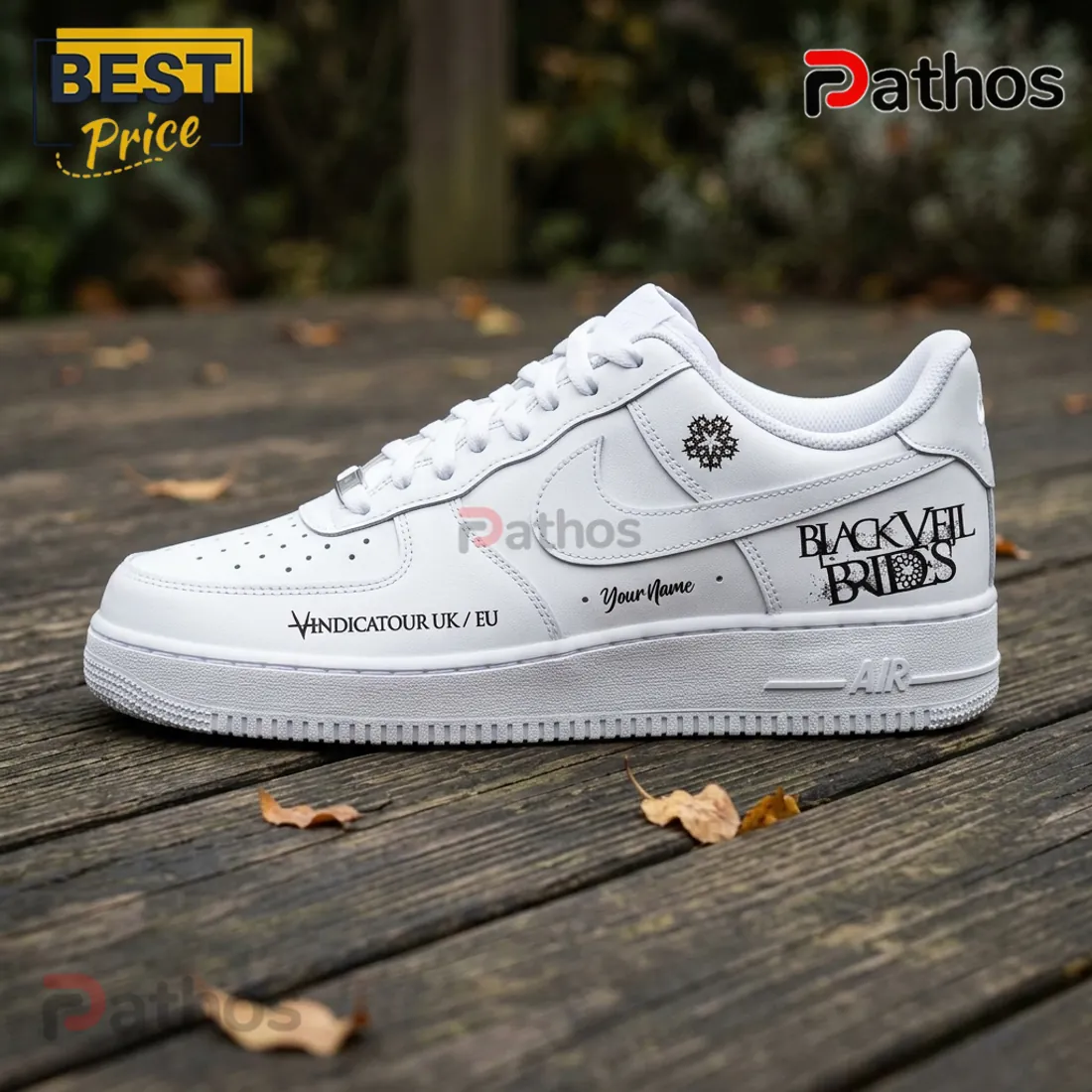 Black Veil Brides Vindicatour UK Tour 2026 White Air Force 1 Sneakers Black Veil Brides Vindicatour UK Tour 2026 White Air Force 1 Sneakers