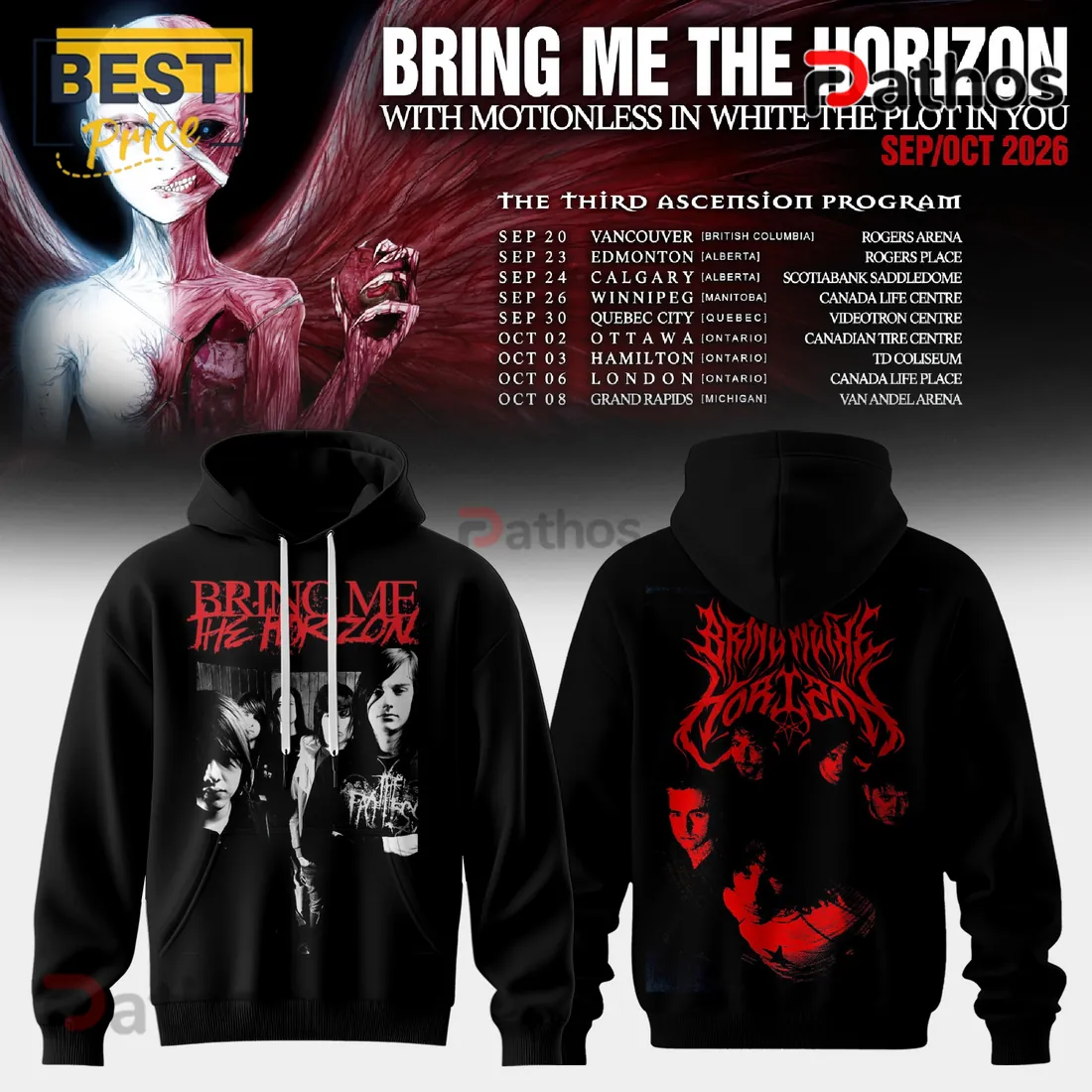 Bring Me The Horizon Post Human Nex Gen 2026 Tour Black Hoodie Bring Me The Horizon Post Human Nex Gen 2026 Tour Black Hoodie
