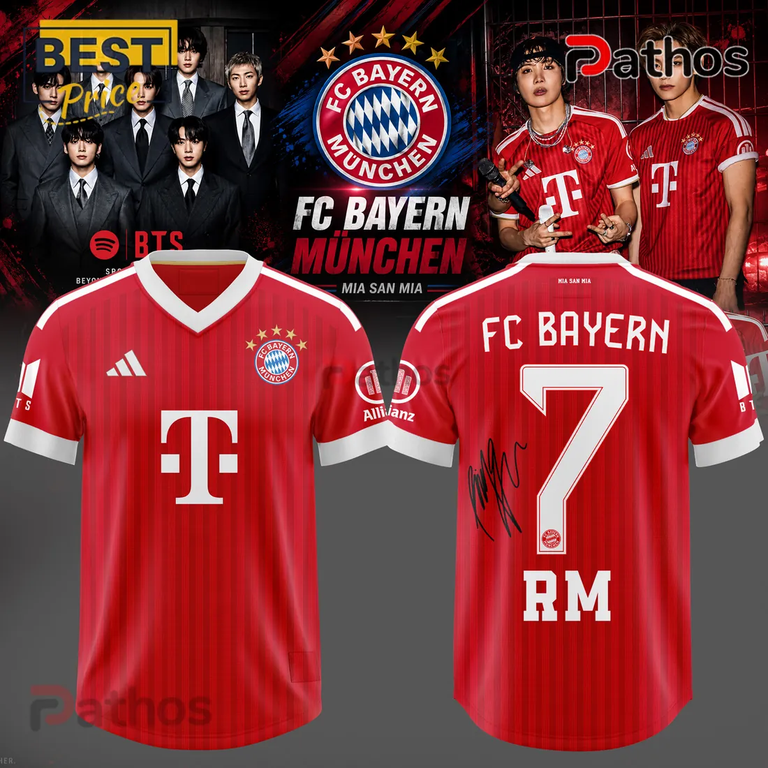 BTS x Bayern Munich RM 7 Red Football Jersey BTS x Bayern Munich RM 7 Red Football Jersey