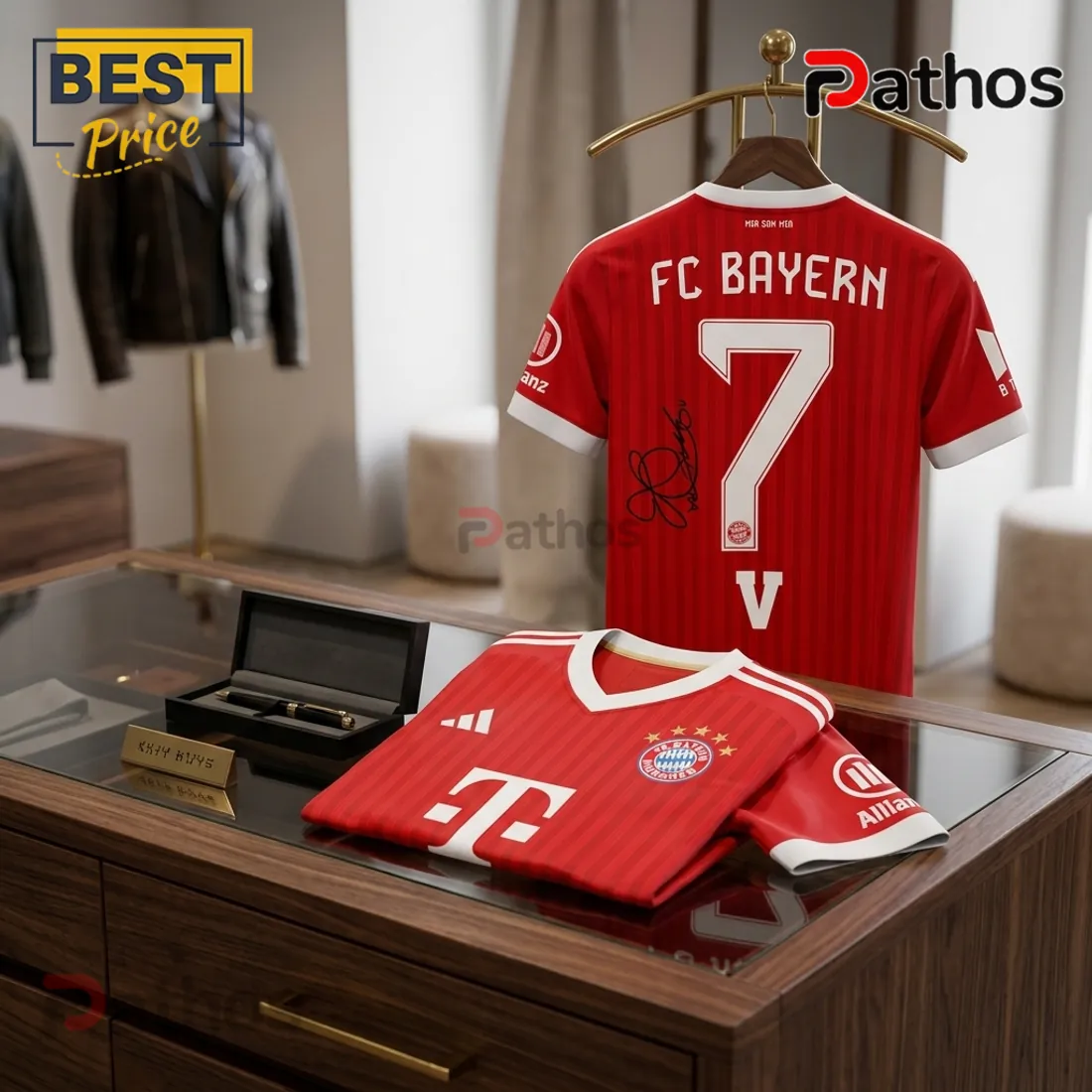 BTS x Bayern Munich V Signature Red Football Jersey BTS x Bayern Munich V Signature Red Football Jersey