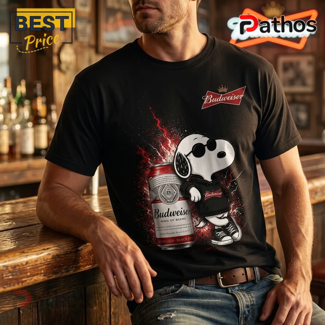 Budweiser x Snoopy 150th Anniversary Black T-Shirt Budweiser x Snoopy 150th Anniversary Black T-Shirt