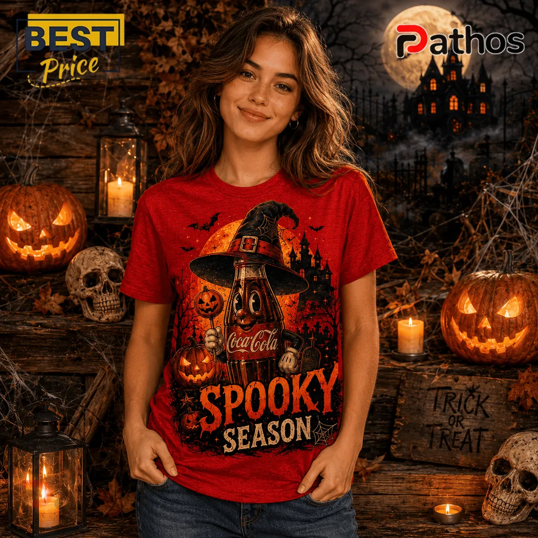 Coca-Cola Witch Bottle Halloween Red T-Shirt Coca-Cola Witch Bottle Halloween Red T-Shirt