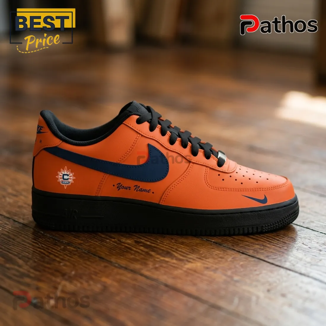 Connecticut Sun Orange Black Nike Air Force 1 Sneakers Connecticut Sun Orange Black Nike Air Force 1 Sneakers