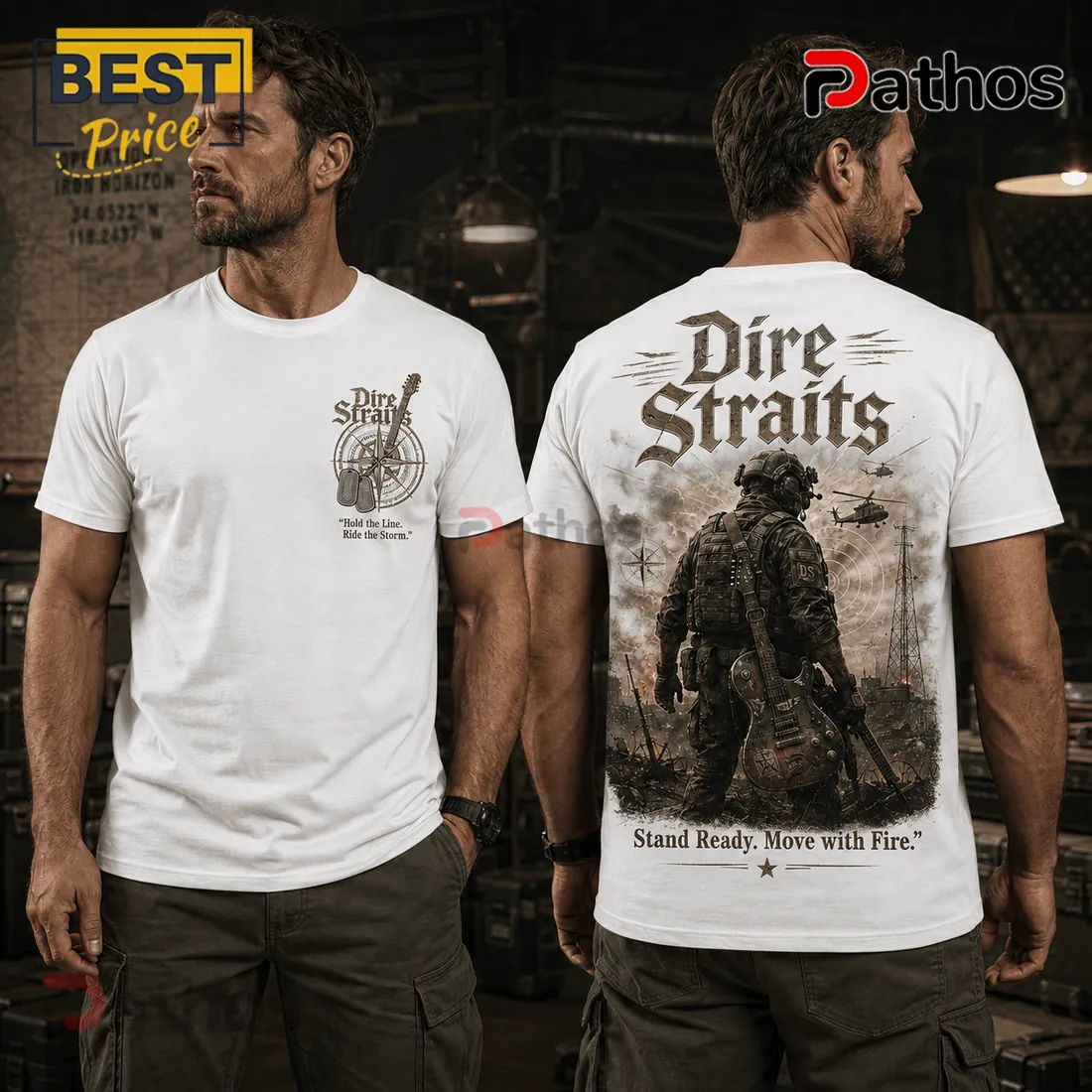 Dire Straits Military Theme White T-Shirt Dire Straits Military Theme White T-Shirt