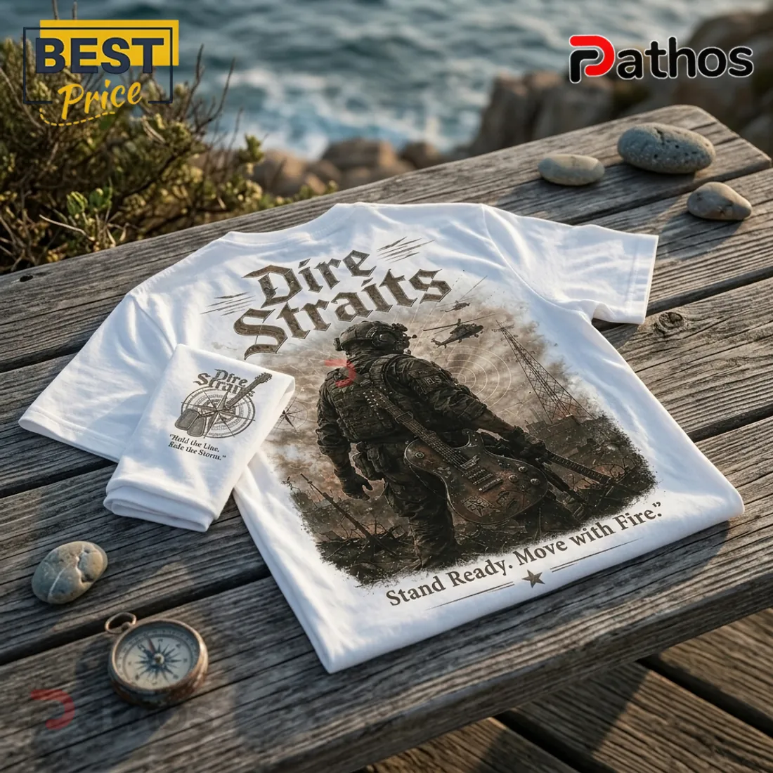Dire Straits Military Theme White T-Shirt Dire Straits Military Theme White T-Shirt