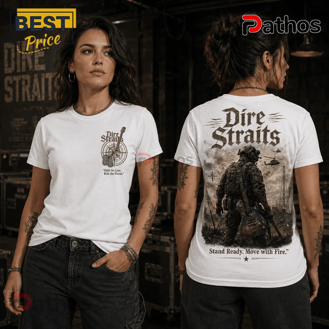 Dire Straits Military Theme White T-Shirt Dire Straits Military Theme White T-Shirt