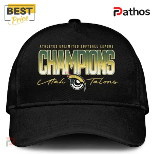 Utah Talons AUSL Champions Back To Back Black Pullover Hoodie 1 Utah Talons AUSL Champions back to back black baseball cap featuring gold and white text graphics on the front panel.