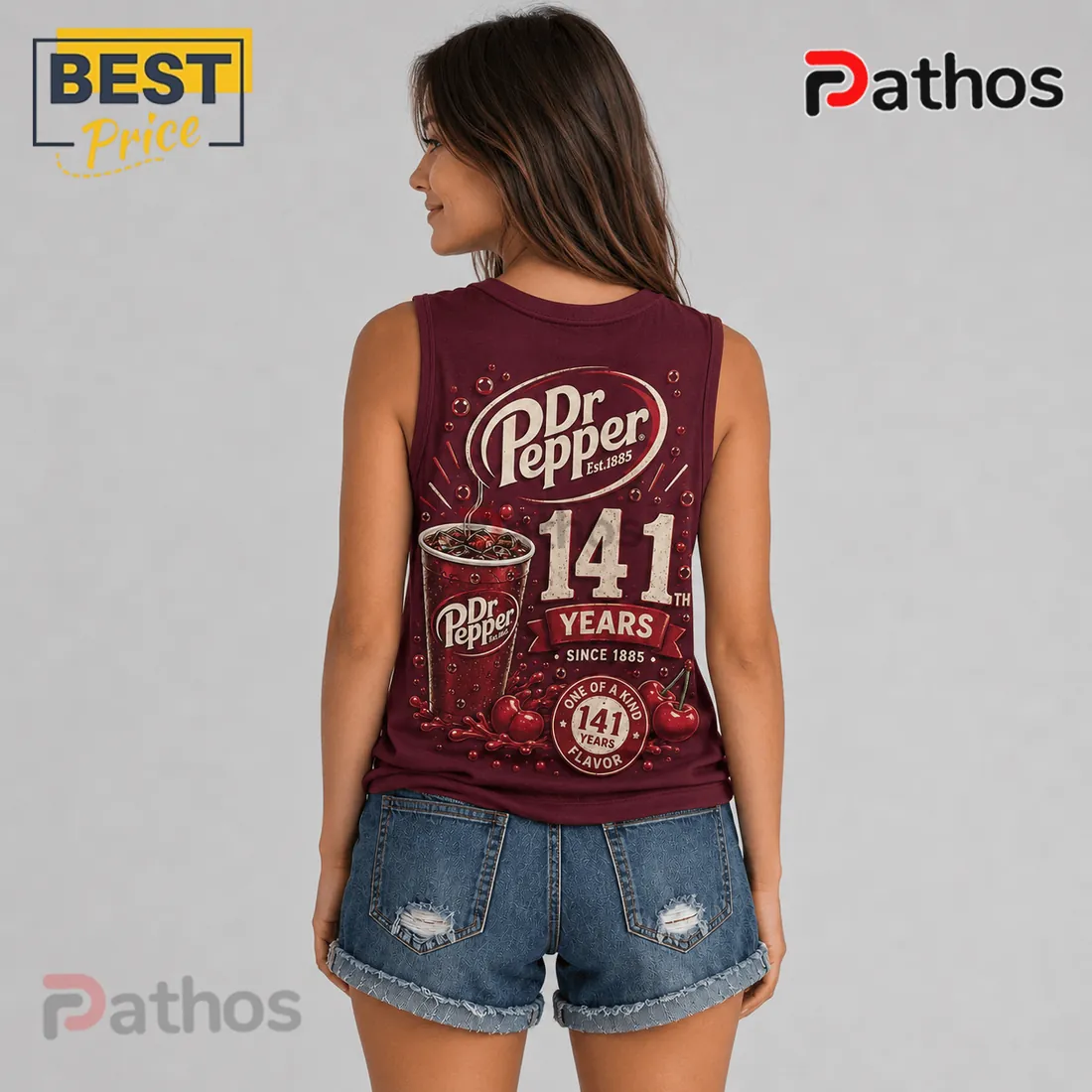Dr Pepper 141 Years Anniversary Burgundy V-Neck Tank Top Dr Pepper 141 Years Anniversary Burgundy V-Neck Tank Top