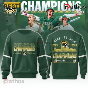 Utah Talons AUSL 2025 2026 Champions green sweatshirt featuring back-to-back championship graphic and team logo.