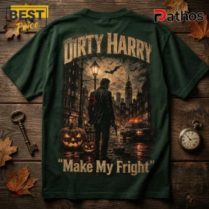 Dirty Harry Halloween Make My Fright Dark Green T-Shirt