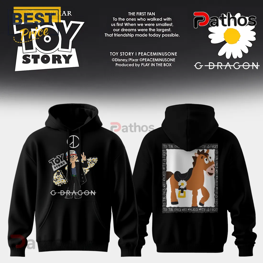 G-Dragon x Toy Story Bullseye Daisy Black Hoodie G-Dragon x Toy Story Bullseye Daisy Black Hoodie