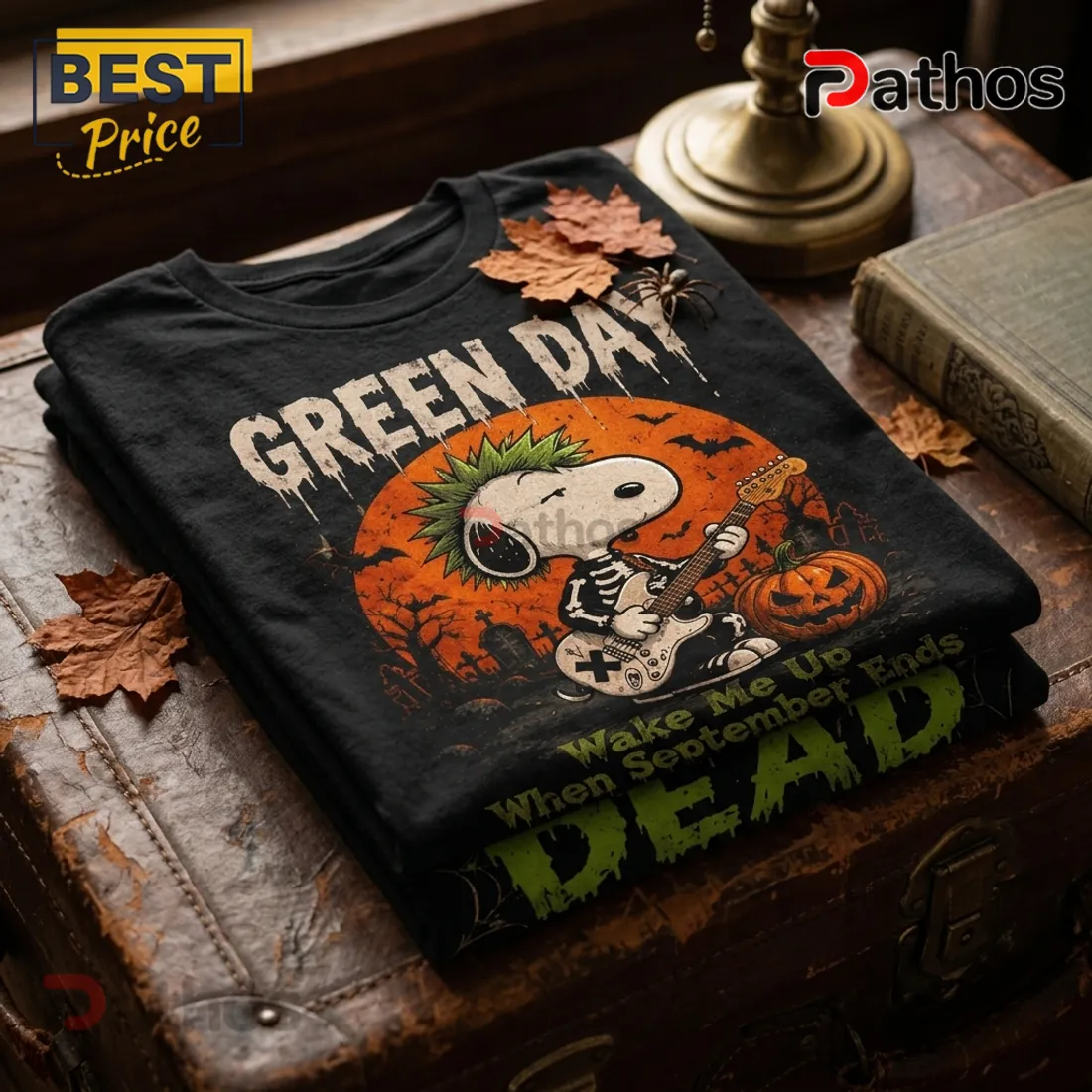 Green Day x Snoopy Halloween Black T-Shirt Green Day x Snoopy Halloween Black T-Shirt