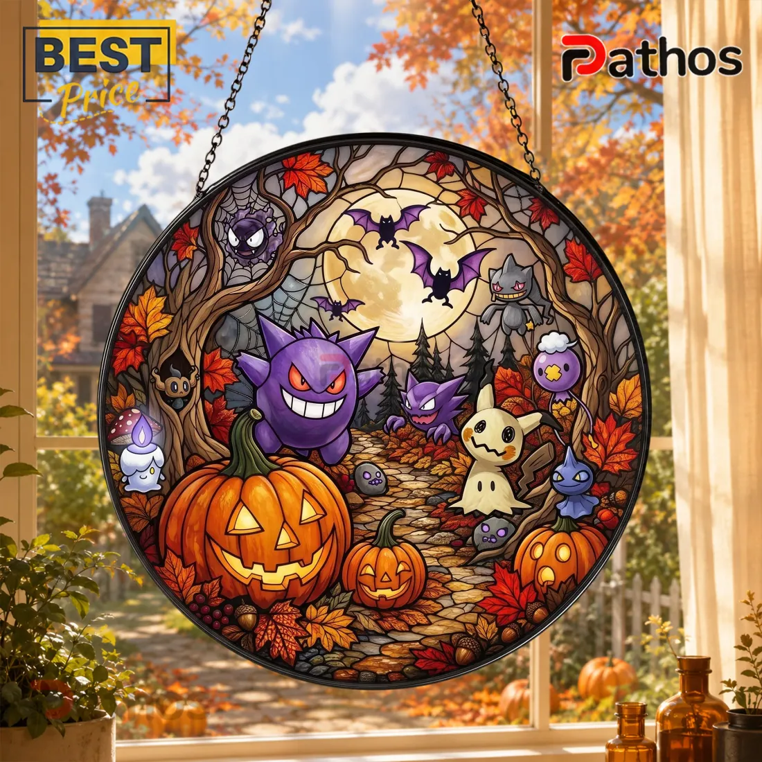Halloween Cute Monster Stained Glass Suncatcher Halloween Cute Monster Stained Glass Suncatcher