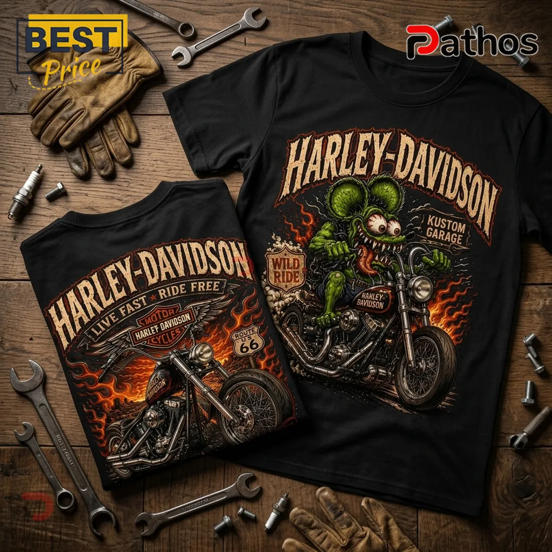 Harley-Davidson Kustom Garage Rat Fink Black T-Shirt Harley-Davidson Kustom Garage Rat Fink Black T-Shirt