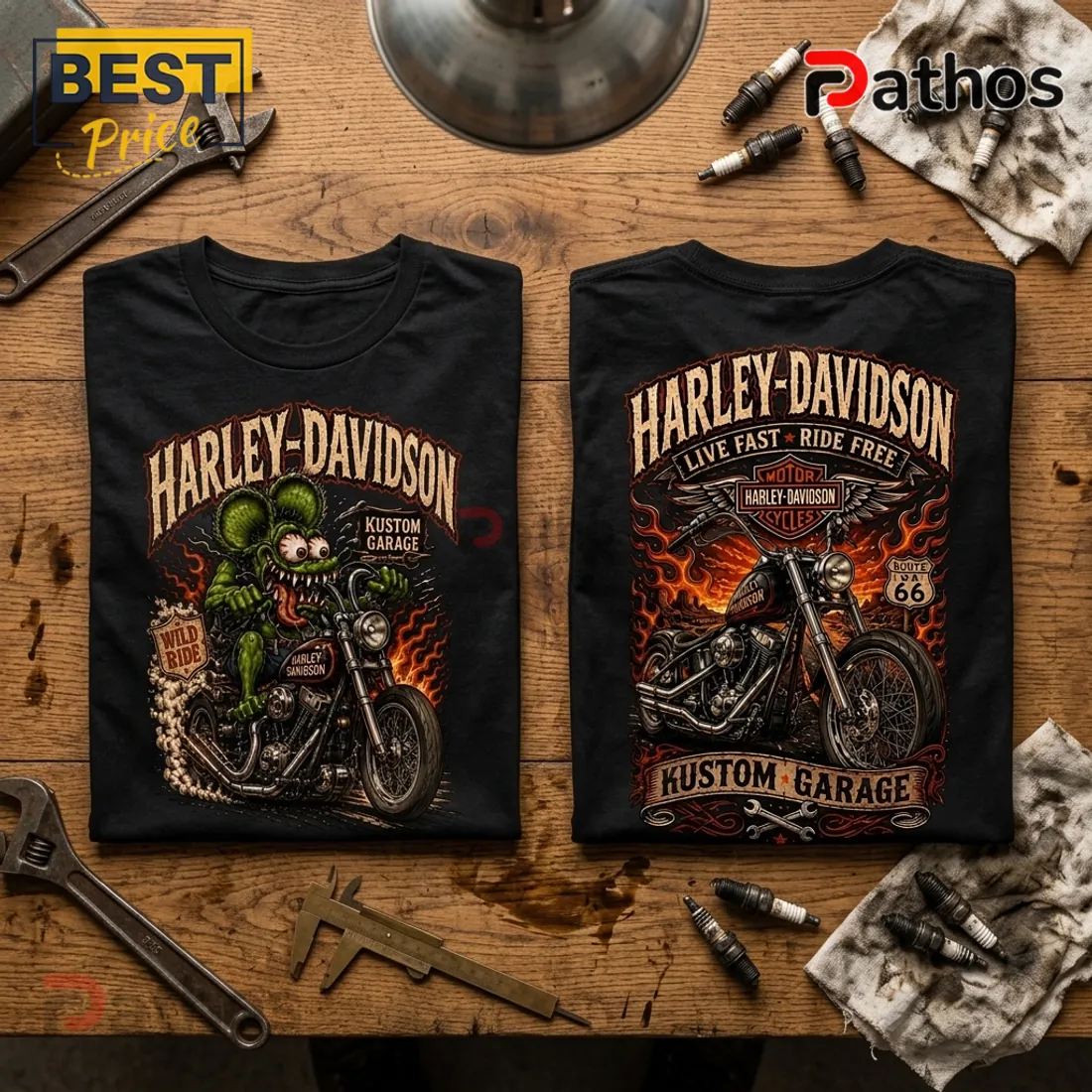 Harley-Davidson Kustom Garage Rat Fink Black T-Shirt Harley-Davidson Kustom Garage Rat Fink Black T-Shirt
