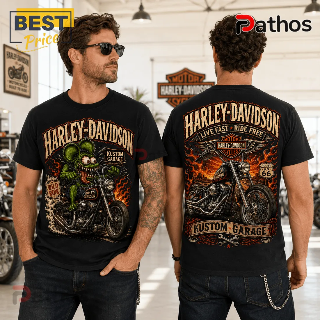 Harley-Davidson Kustom Garage Rat Fink Black T-Shirt Harley-Davidson Kustom Garage Rat Fink Black T-Shirt