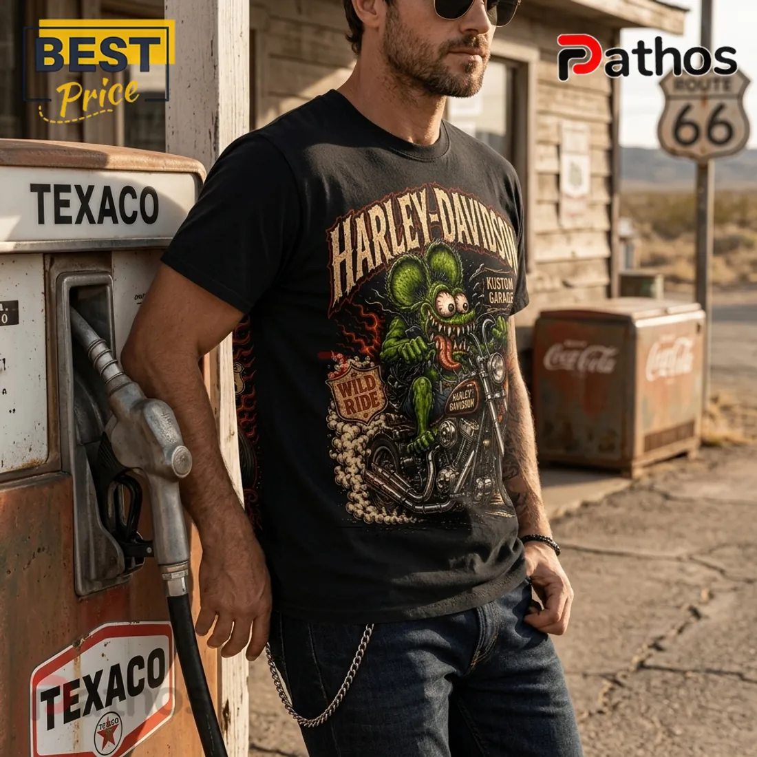 Harley-Davidson Kustom Garage Rat Fink Black T-Shirt Harley-Davidson Kustom Garage Rat Fink Black T-Shirt