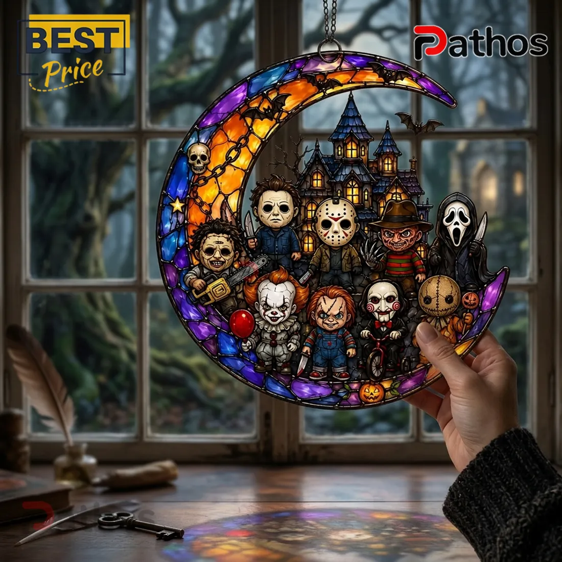 Horror Movie Killers Stained Glass Halloween Suncatcher Horror Movie Killers Stained Glass Halloween Suncatcher