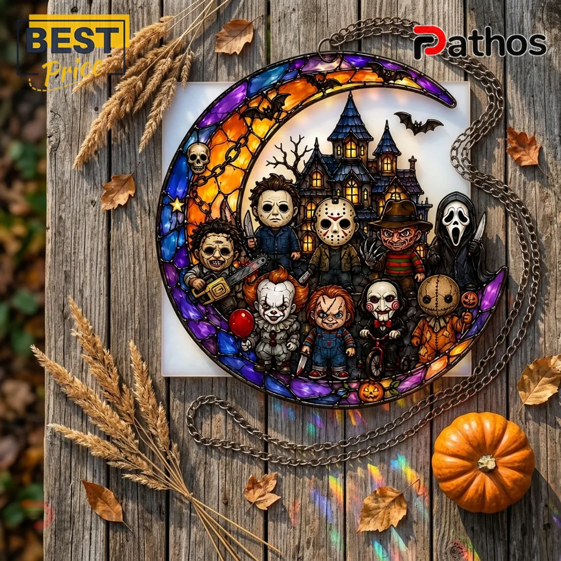 Horror Movie Killers Stained Glass Halloween Suncatcher Horror Movie Killers Stained Glass Halloween Suncatcher