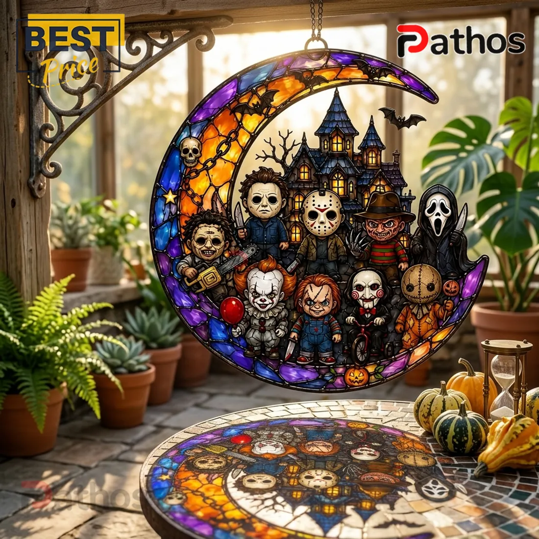 Horror Movie Killers Stained Glass Halloween Suncatcher Horror Movie Killers Stained Glass Halloween Suncatcher