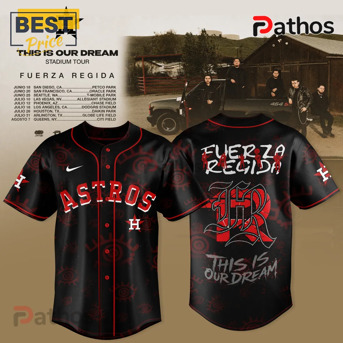 Houston Astros x Fuerza Regida Stadium Tour Black Baseball Jersey Houston Astros x Fuerza Regida Stadium Tour Black Baseball Jersey