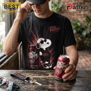 Dr Pepper x Snoopy 141st Anniversary Lightning Black T-Shirt 2 Dr Pepper x Snoopy 141st Anniversary Lightning Black T-Shirt featuring a cool Snoopy graphic with red lightning effects.