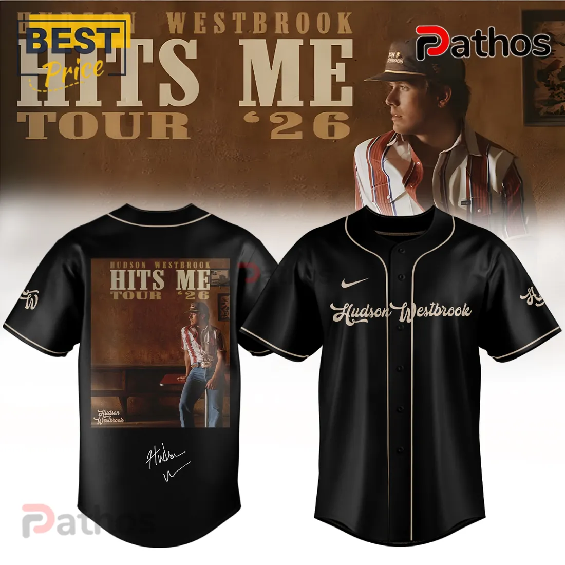 Hudson Westbrook Hits Me Tour 2026 Signature Black Baseball Jersey Hudson Westbrook Hits Me Tour 2026 Signature Black Baseball Jersey