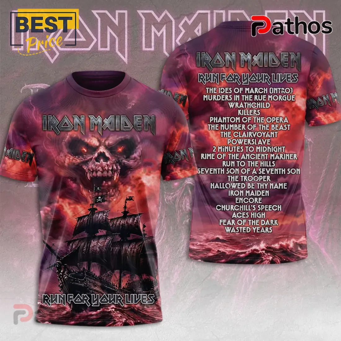 Iron Maiden 2026 World Tour Red Lightning T-Shirt Iron Maiden 2026 World Tour Red Lightning T-Shirt