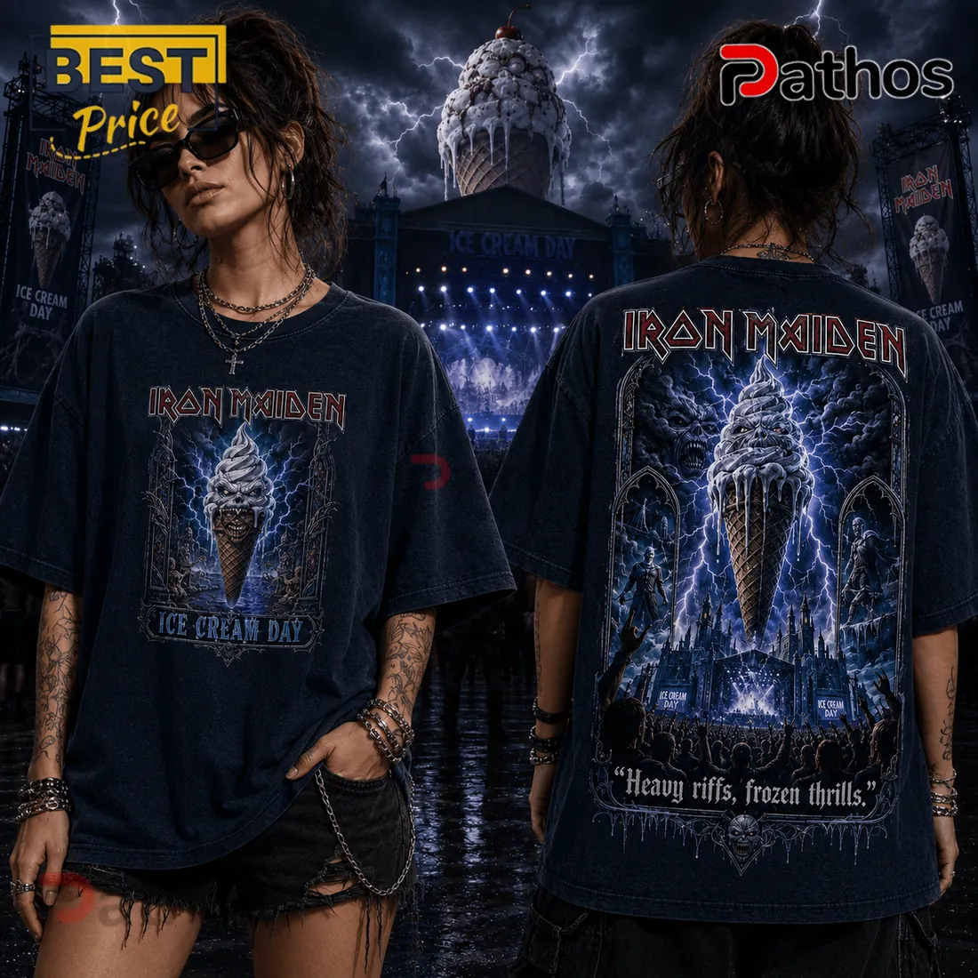 Iron Maiden Ice Cream Day Vintage Black T-Shirt Iron Maiden Ice Cream Day Vintage Black T-Shirt