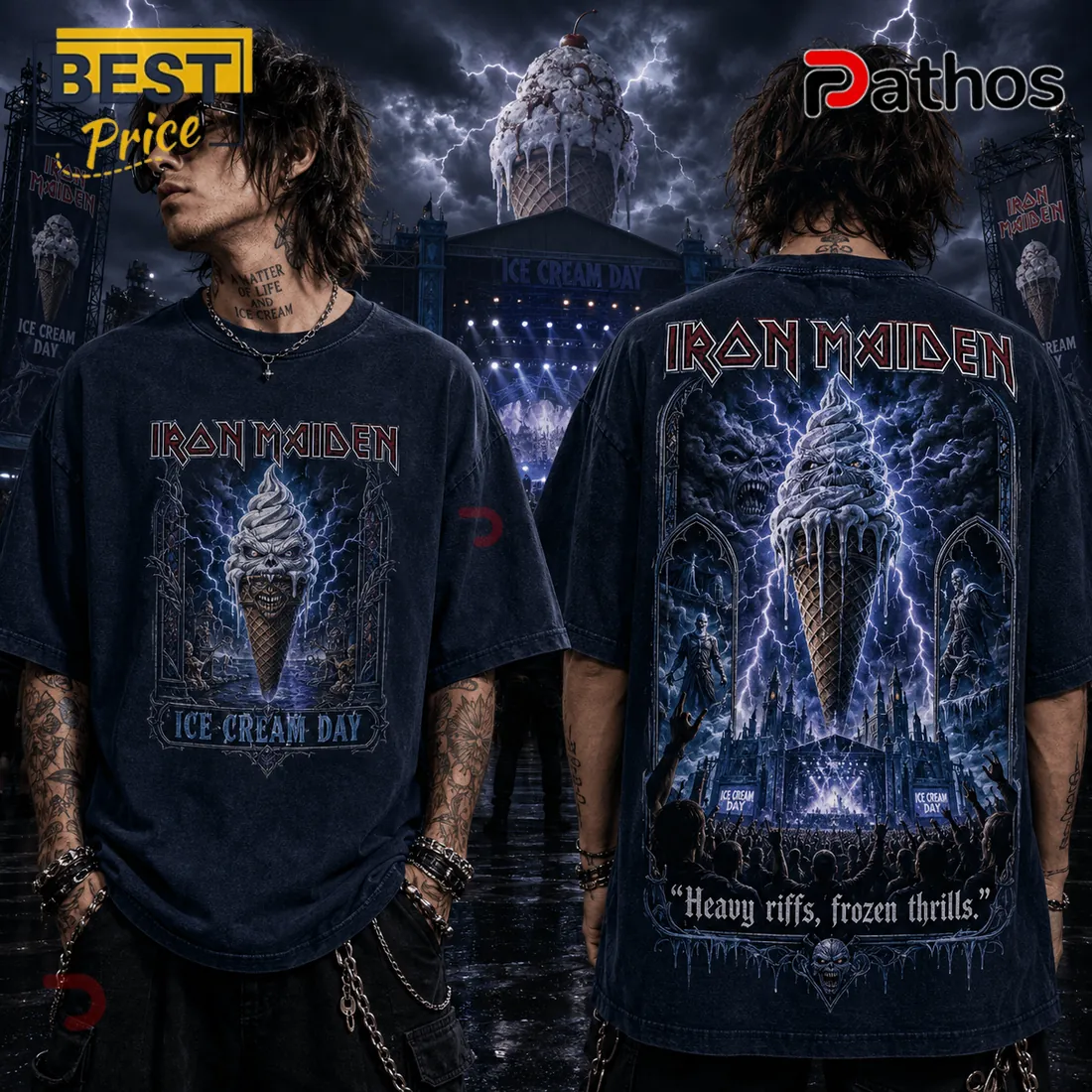 Iron Maiden Ice Cream Day Vintage Black T-Shirt Iron Maiden Ice Cream Day Vintage Black T-Shirt
