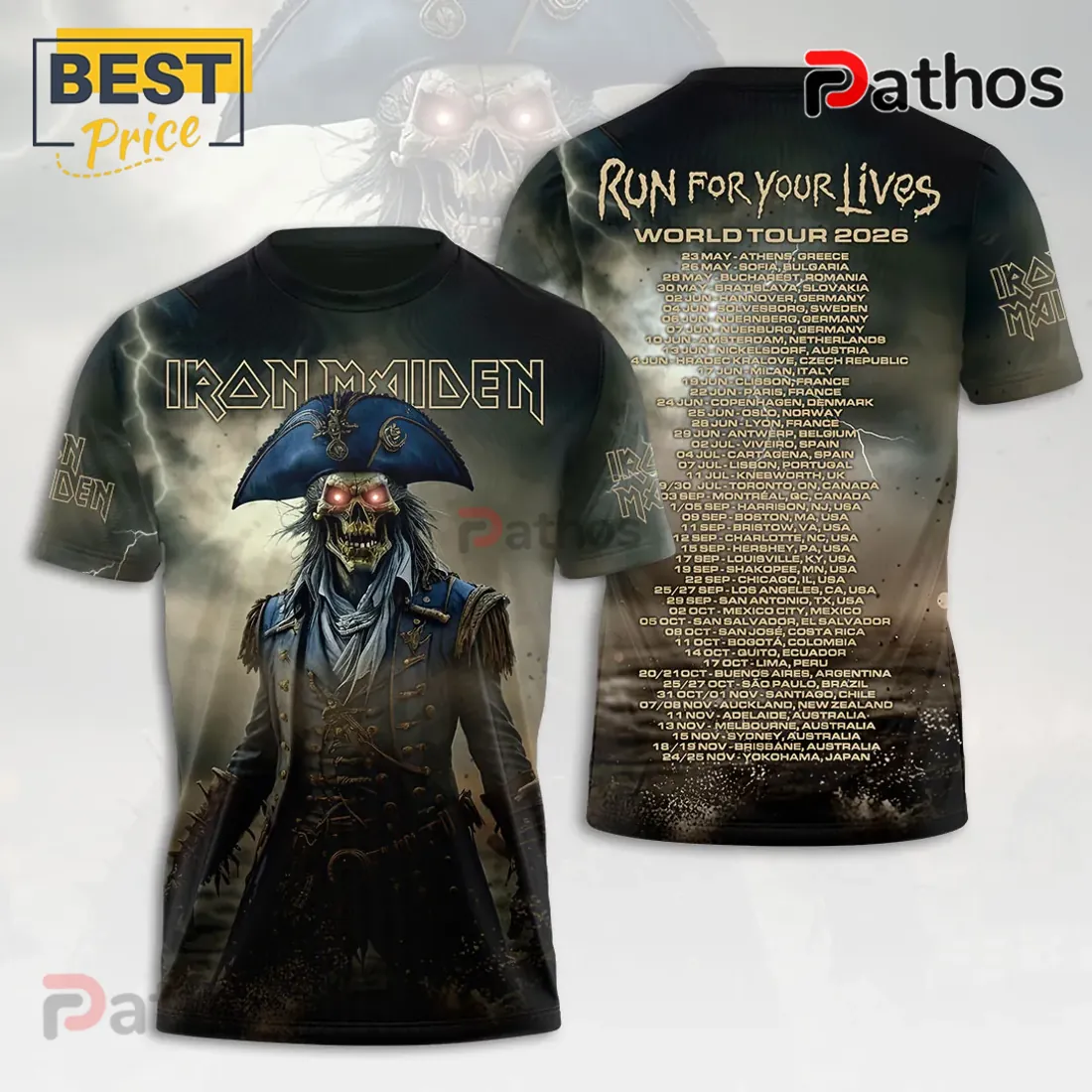 Iron Maiden World Tour 2026 Skeleton T-Shirt Iron Maiden World Tour 2026 Skeleton T-Shirt