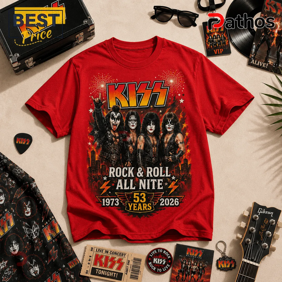 KISS 53rd Anniversary 1973-2026 Red T-Shirt KISS 53rd Anniversary 1973-2026 Red T-Shirt