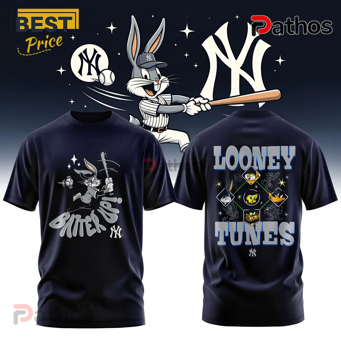 Looney Tunes x New York Yankees Navy Blue T-Shirt Looney Tunes x New York Yankees Navy Blue T-Shirt