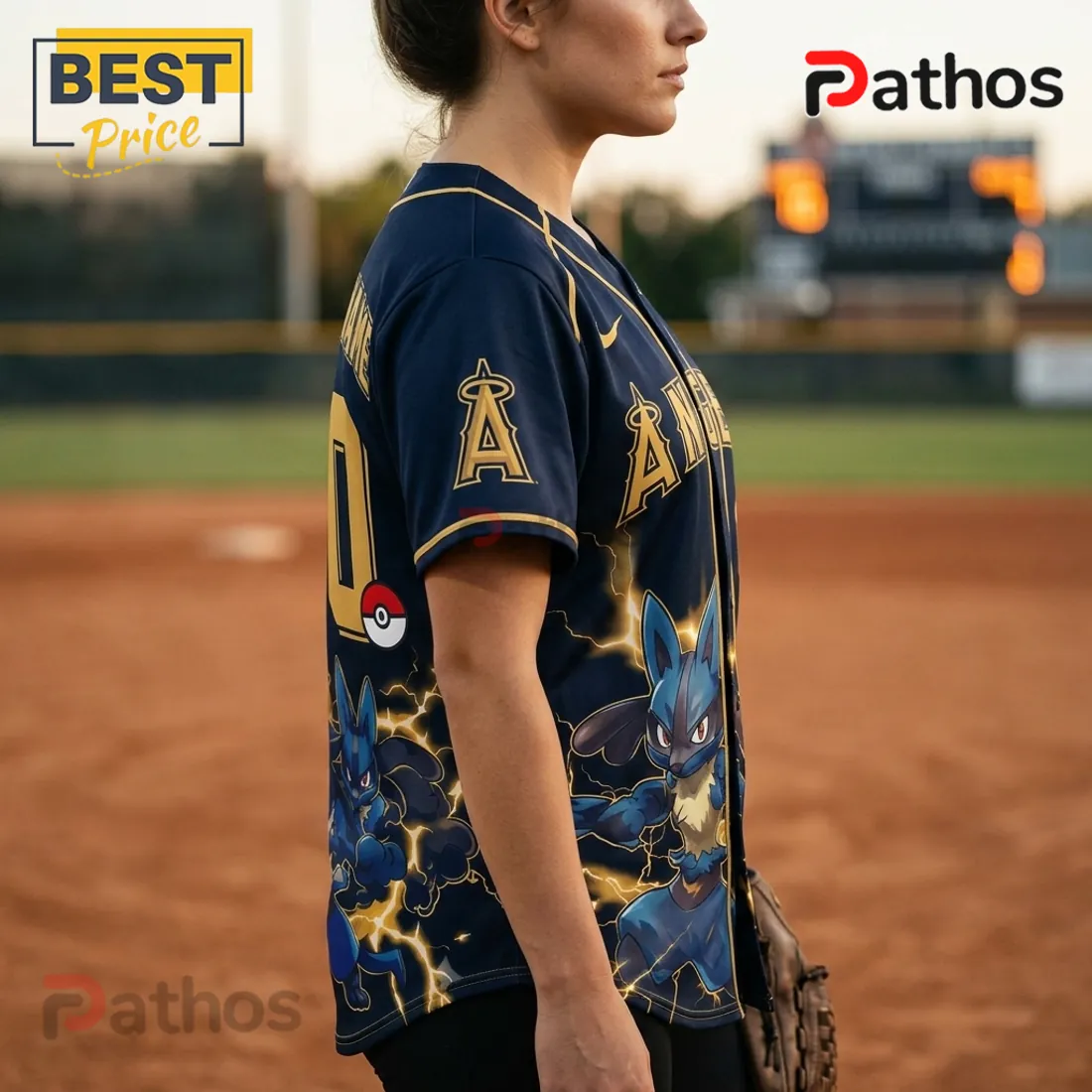 Lucario x Los Angeles Angels Custom Name Baseball Jersey Lucario x Los Angeles Angels Custom Name Baseball Jersey