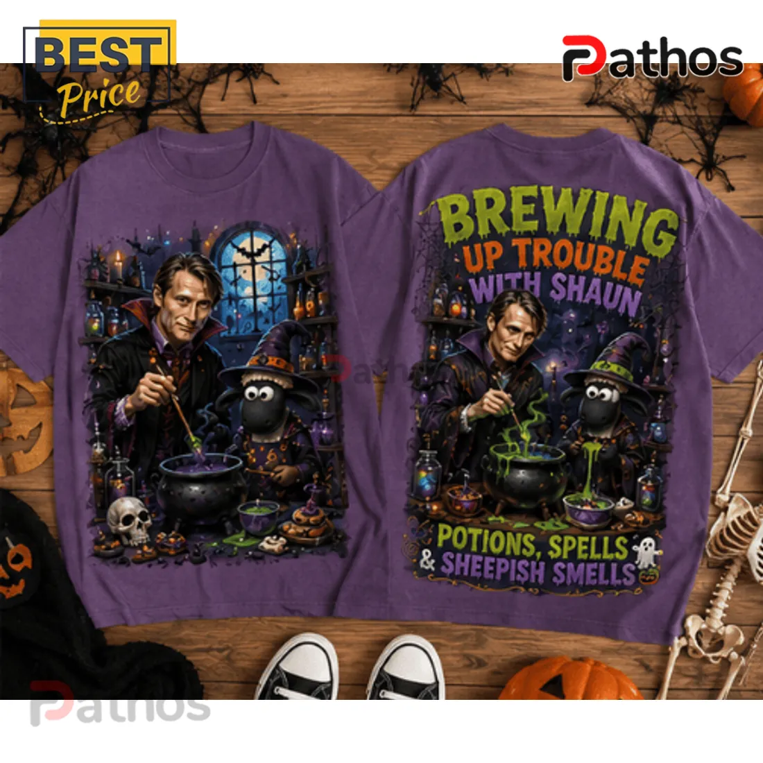 Mads Mikkelsen x Shaun The Sheep Purple Halloween T-Shirt Mads Mikkelsen x Shaun The Sheep Purple Halloween T-Shirt