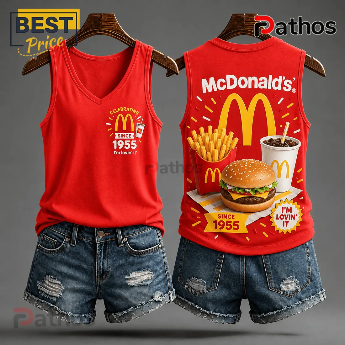 McDonalds 1955 Big Mac and Fries Red V-Neck Tank Top McDonalds 1955 Big Mac and Fries Red V-Neck Tank Top