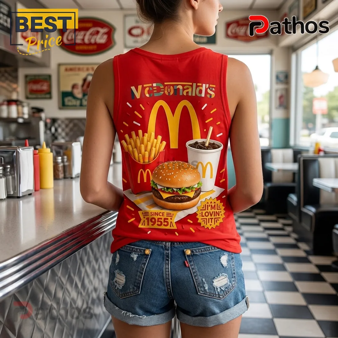 McDonalds 1955 Big Mac and Fries Red V-Neck Tank Top McDonalds 1955 Big Mac and Fries Red V-Neck Tank Top