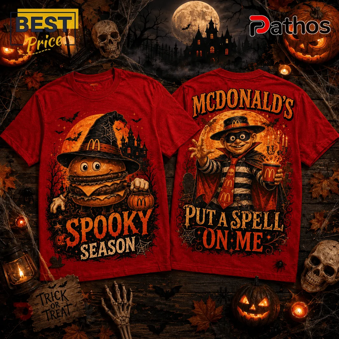 McDonalds Halloween Witch Burger Spooky Season Red T-Shirt McDonalds Halloween Witch Burger Spooky Season Red T-Shirt