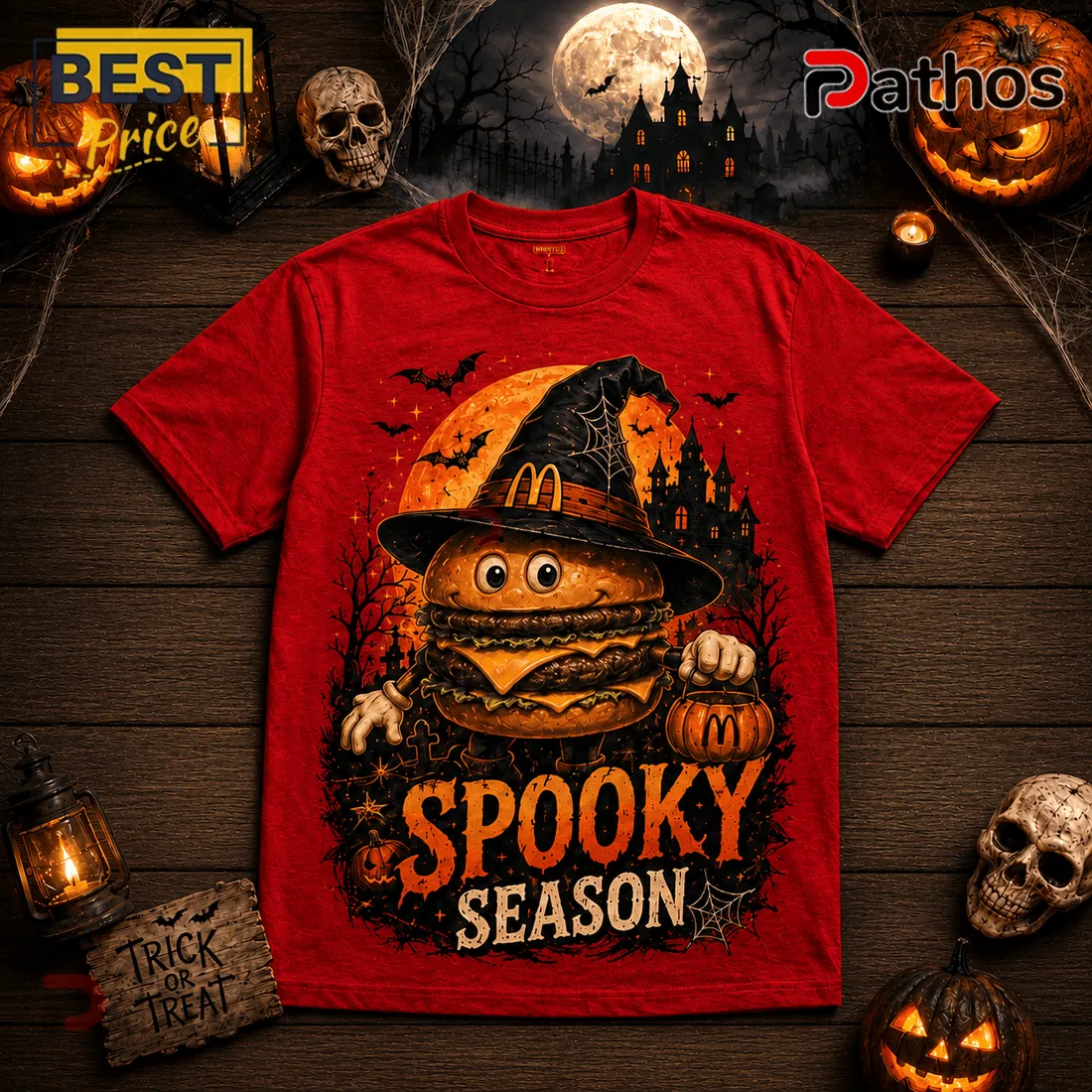 McDonalds Halloween Witch Burger Spooky Season Red T-Shirt McDonalds Halloween Witch Burger Spooky Season Red T-Shirt