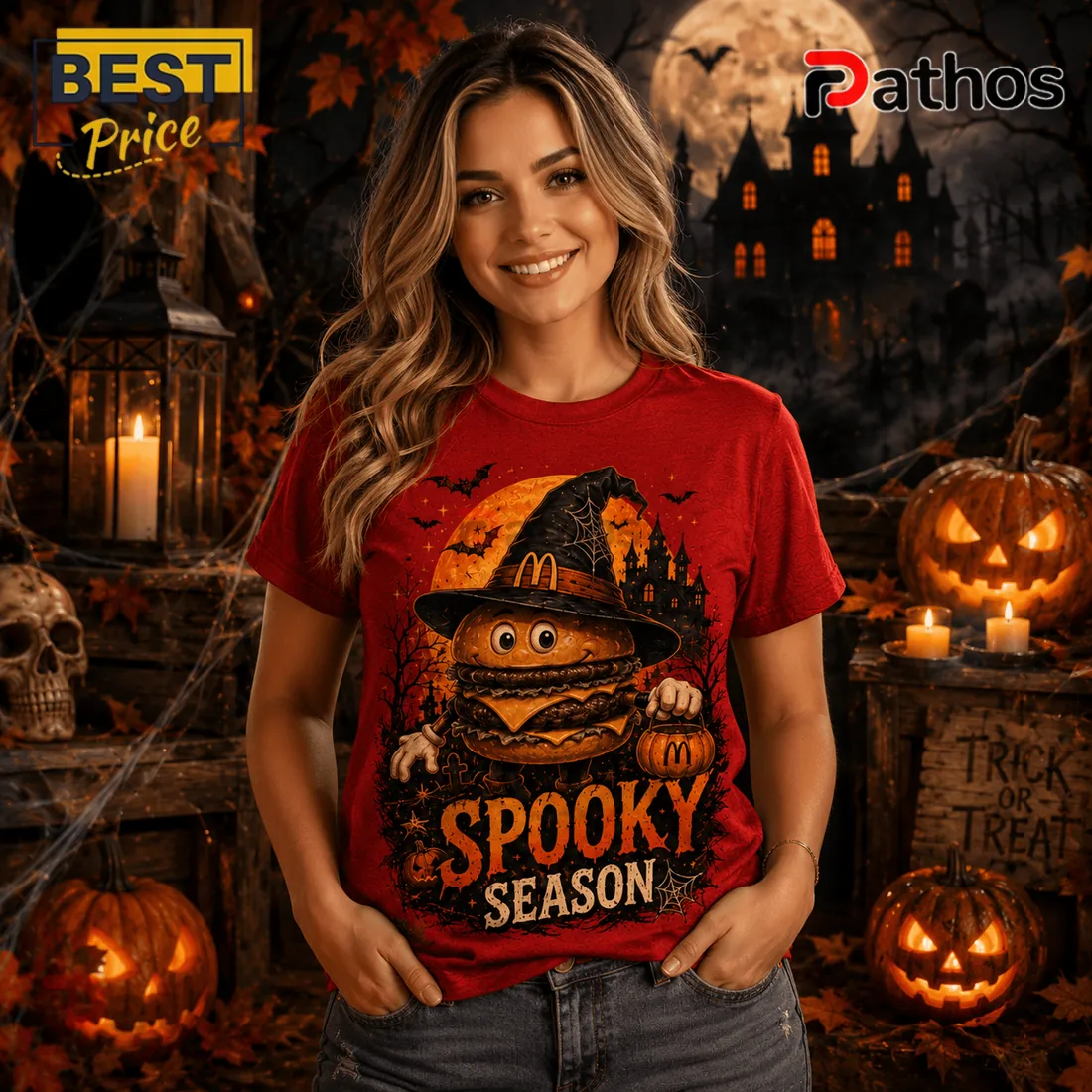 McDonalds Halloween Witch Burger Spooky Season Red T-Shirt McDonalds Halloween Witch Burger Spooky Season Red T-Shirt