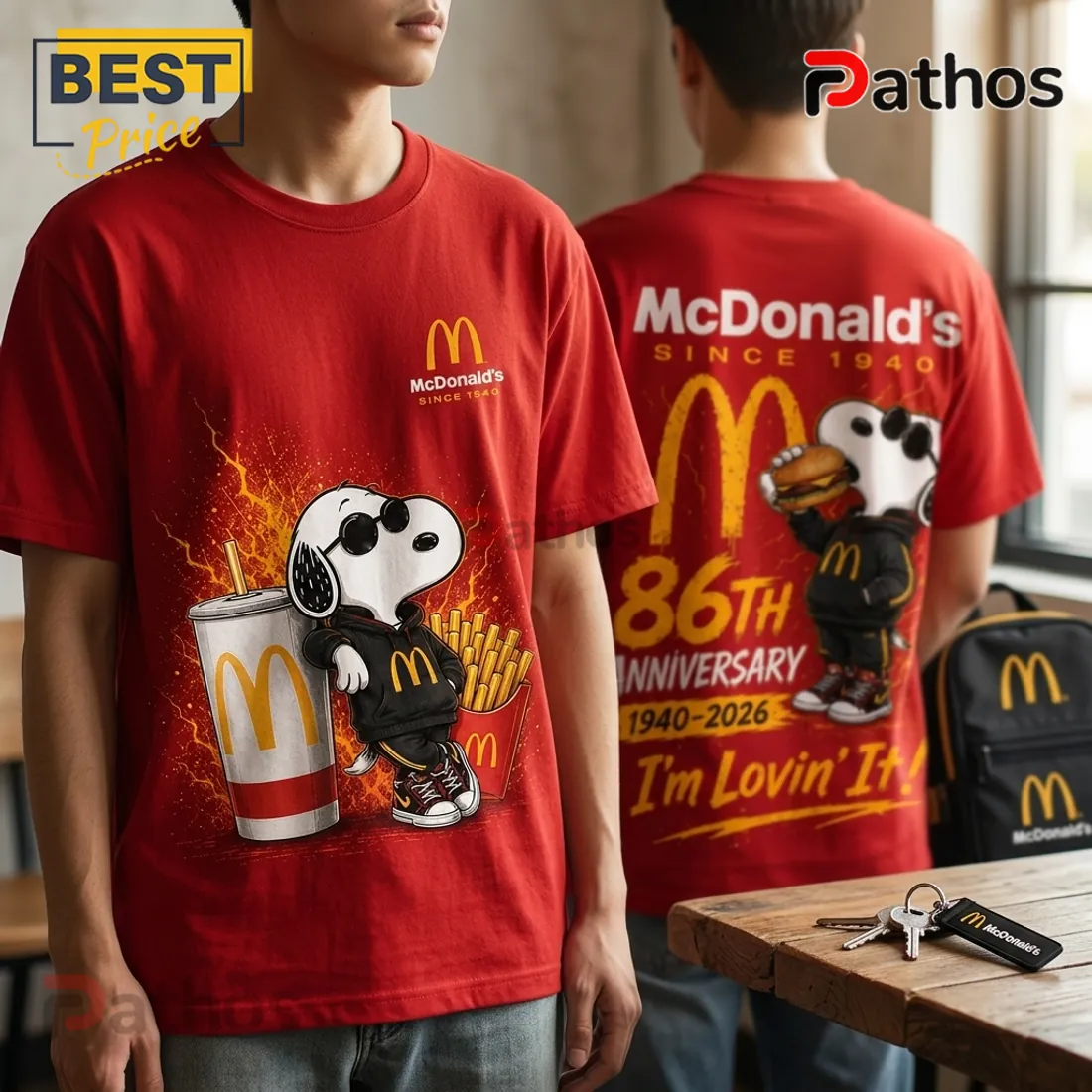 McDonalds Snoopy 86th Anniversary Red T-Shirt McDonalds Snoopy 86th Anniversary Red T-Shirt