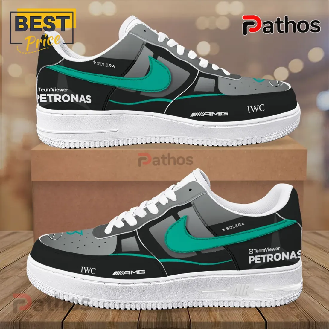 Mercedes AMG Petronas F1 Team Black Grey Air Force 1 Sneakers Mercedes AMG Petronas F1 Team Black Grey Air Force 1 Sneakers